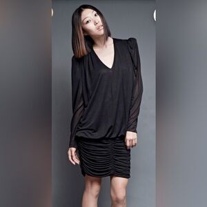 Vintage New Leaf 1980’s Women’s Long Sleeve Mini Black Dress Size 9/10